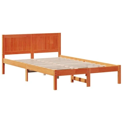 Image of vidaXL Solid Pine Bed Frame Wax brown wood 120 x 190 cm Durable