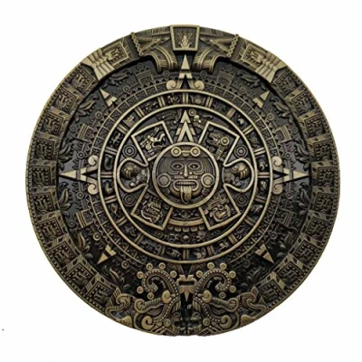 Image of YONE Mayan Aztec Calendar Belt Buckle Bronze, 1.5 inch