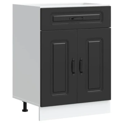 Image of vidaXL Kitchen Base Cabinet Black Engineered Wood Storage with Adjustable Feet for Modern