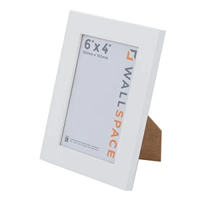 Image of Wall Space 6x4 White Frame Matt Picture 6 x 4 inch 4x6 Frames made from SOLID WOOD with REAL GLASS Photo