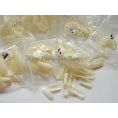 Image of Long Natural Opaque Full Cover False Nails from Pink Candy 500