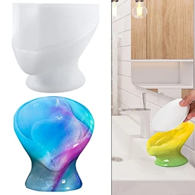 Image of Rolin Roly Soap Dish Silicone Moulds Drain Crafts Mold Jewelry Tray Resin Trinket Casting Mould for DIY Epoxy Coaster Storage Plate Molds Home Decoration