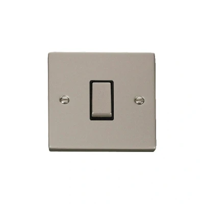 Image of Click Deco 1 Gang 2 Way Ingot 10AX Switch Pearl Nickel Black Inserts