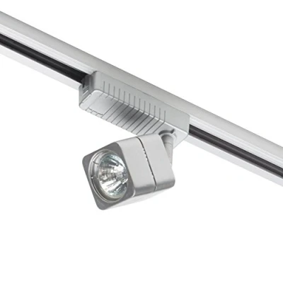 Image of Litecraft Track Light Spotlight Head MR16 Adjustable Square Fitting Silver