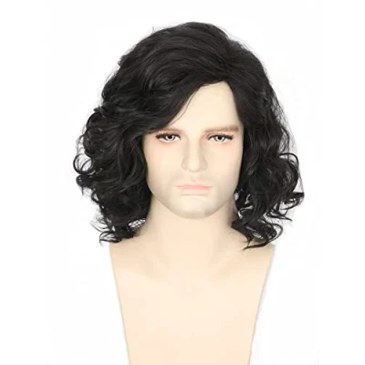 Image of LeMarnia Men&#039;s Wig Black Short Curly Cosplay Halloween Costume Wigs