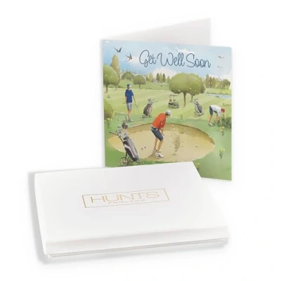 Image of Hunts England Luxury Boxed Get Well Golfing Card Golf Birthday Milo&#039;s Soon Feel Better For Colleagues, Friends, Him, Men, etc. In Keepsake Box