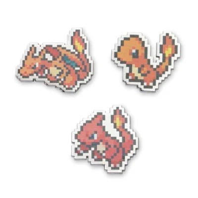 Image of Pokémon Center: Charmander, Charmeleon &amp; Charizard Pixel Pins (3 Pack), One Size, Zinc alloy / hard enamel, no gemstone