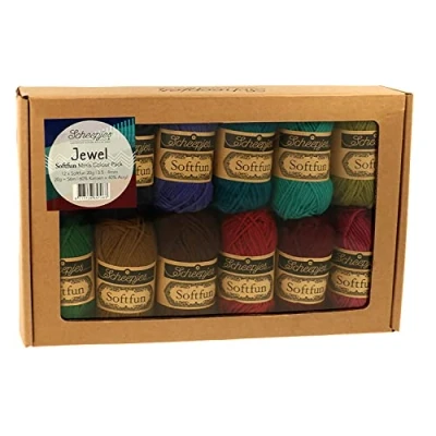 Image of Scheepjes Softfun Jewel Yarn Colour Pack 12 x 20 Grams (1 Box)