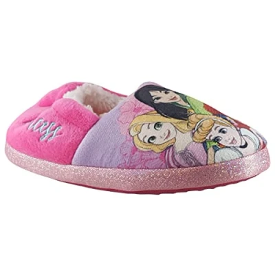 Image of William Lamb Disney Princess &#039;Lony&#039; Pink Textile Girls Slippers Standard Fit 8 UK Child