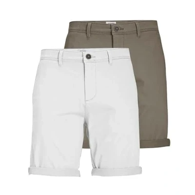 Image of JACK &amp; JONES Male Chino Shorts Regular Fit Shorts, Pack of 2 (bungee corduroy / white), L