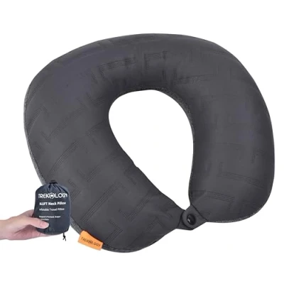 Image of TREKOLOGY Inflatable Neck Pillow for Travel, Blow Up Travel with Removable Cover, Ultimate Comfort and Support Airplane
