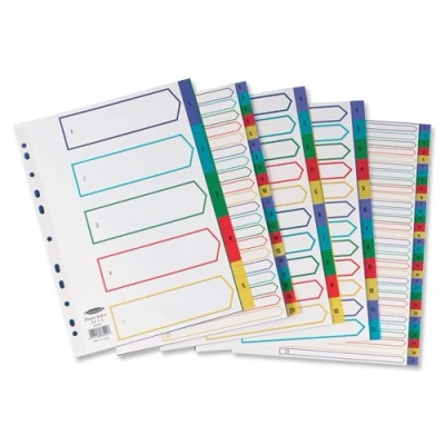 Image of Concord Plastic Index Polypropylene 120 Micron Europunched 1 10 Extra Wide A4 Assorted Ref 67199