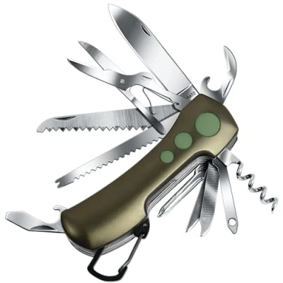 Image of ZIMAIC Multi Tool Knife UK Legal Carry Under 3&quot; Inches with Utility Karabiner Clip. 12 Function Includes Scissors Saw Bottle and Can Opener Cork Screw Drivers More