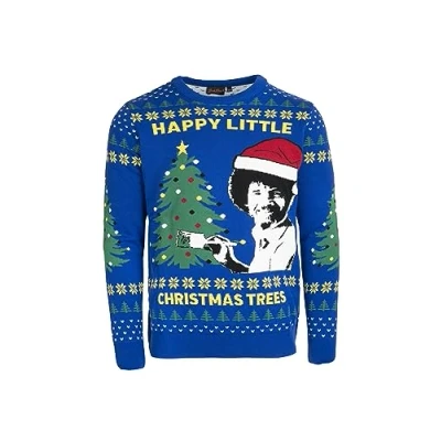 Image of Bob Ross Artist The Joy of Painting Art TV Show Official Christmas Knitted Jumper Painter (as8, Alpha, x_l, Regular, Regular)