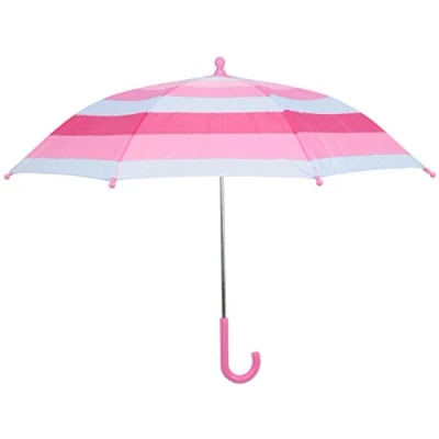 Image of Drizzles Childrens Multi Striped Umbrella with Crook Handle Pink