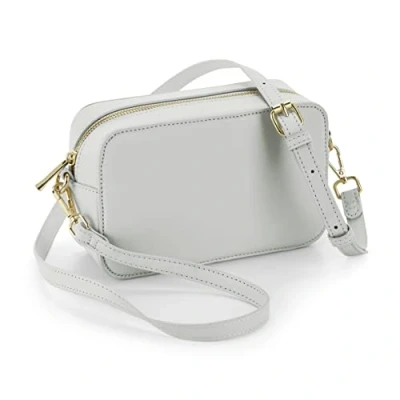 Image of BagBase BG758 Boutique Cross Body Bag Chic Leather Look PU Classic Handbag &amp; Shoulder for Women Travel Daily Essentials Soft Grey
