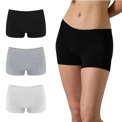 Image of Risalti Underwear Women Boxer Bamboo 3 pcs Seamless Knickers For Women, Multipack, Womens Underwear, Ladies Boxers, Clothes, Made in Italy