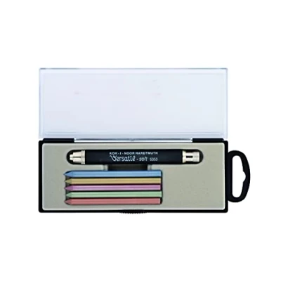 Image of Koh I Noor VERSATIL 53530N8005TE All Metal Leadholders with Sharpener, Soft Surface Set Black