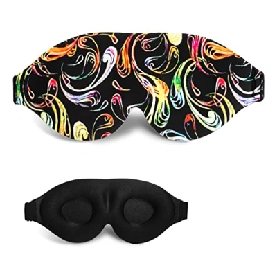 Image of 3D Sleep Mask, 100% Blackout Contoured Eye Comfortable &amp; Super Soft Sleeping Mask with Adjustable Straps for Women, Men, Travel Yoga Naps (Colourful)