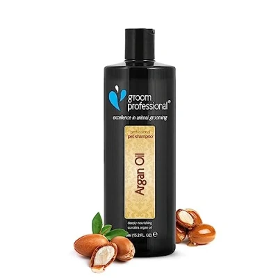 Image of GROOM PROFESSIONAL Argan Oil Dog Shampoo Revitalising for Dogs Damaged Coats Dry Itchy Skin Perfect &amp; Coats, 450ml