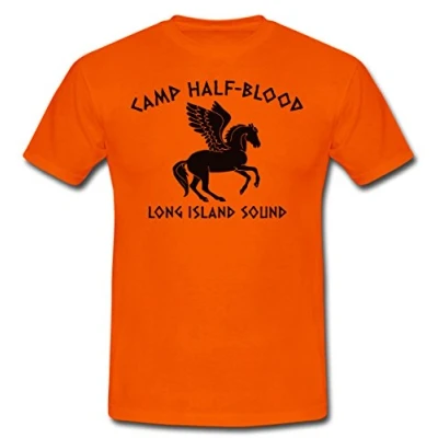 Image of Webbs Camp Half Blood T Shirt Percy Jackson Poseidon God Orange (S)