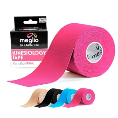 Image of Meglio Kinesiology Tape Uncut 5m Roll Sports Strapping for Injuries, Support Muscle Tape, K Physio Trans Athletic Breathable &amp; Waterproof (Pink)