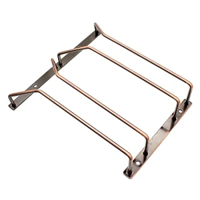 Image of Abcsea 1 Piece Wine Glass Rack Under Cabinet, Copper, Stemware Rack, Holder, Goblet with Screws, 22cm 2 Rows
