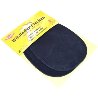 Image of Kleiber Suede Leather Patches Pair (2) 12cm x 10cm Oval Navy Blue