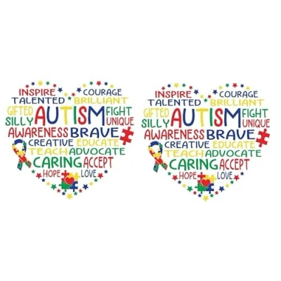 Image of Autism Heart x 2 Bumper Sticker Car Van Bike Decal Size Approx 3 Inches