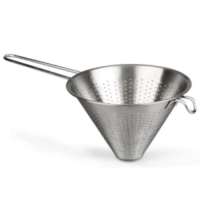 Image of Menax Chinese Strainer Colander and Sieve Food Metal Kitchenaid Utensils Kitchen Sieves Strainers Stainless Steel 18 cm