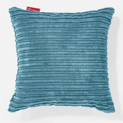 Image of Lounge Pug Cord Scatter Cushion Aegean Blue 47 x cm Decorative Pillow Filled
