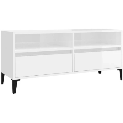 Image of vidaXL TV Cabinet Stand Unit Media High Gloss White Engineered Wood