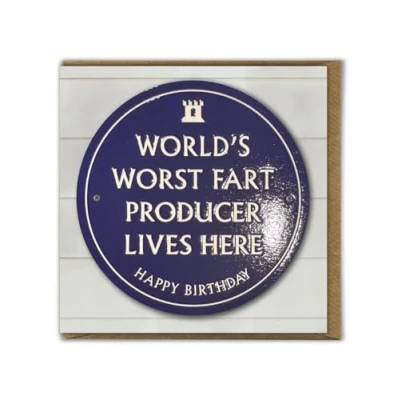 Image of Brainbox Candy Funny Birthday Card &#039;Worlds Worst Fart Producer&#039; Quality Embossed Cheeky Humour For Him Her Men Women Friends