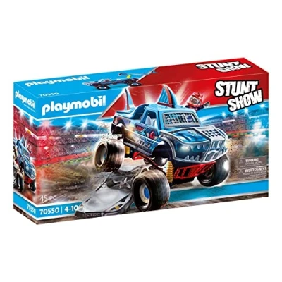 Image of Playmobil 70550 Stunt Show Shark Monster Truck, for Children Ages 4 10, Fun Imaginative Role Play, PlaySets Suitable 4+