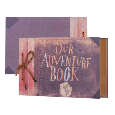 Image of AIOR Photo Album Scrapbook Adventure Book Scrap 80 Pages, DIY Handmade Family Retro Memory Wedding Guestbook Anniversary Birthday Gifts (A)