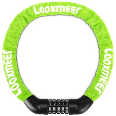 Image of Looxmeer Bike Lock Heavy Duty, 900mm 5 Digit Combination Bicycle Chain High Security, Resettable 100,000 Codes Cycling for Bicycle, Motorcycle, Scooter, Door, Gate Fence, Fluorescent Green