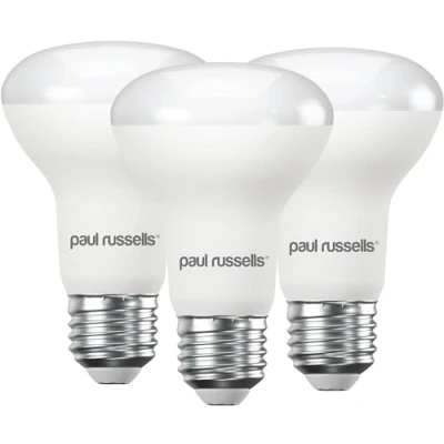 Image of paul russells Warm White E27 Spotlight 8.5W LED Reflector R63 Light Edison Screw 60w Equivalent Bulb 806 Lumen 2700K Frosted 120 Beam Angle ES Energy Saving Lightbulbs, Pack of 3