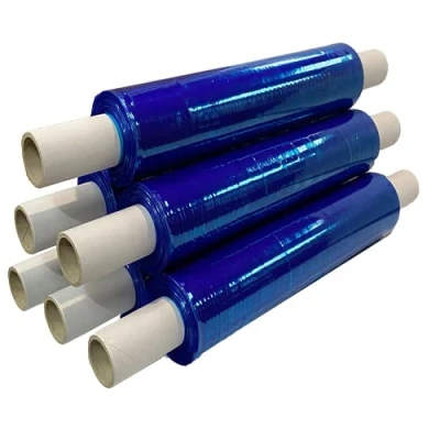 Image of Tezraftaar® Pallet Wrap Roll Extended Core 400mm x 300m 20mu Blue Stretch Shrink Cling Film Wrapping for Moving House, Furniture &amp; Industrial Uses