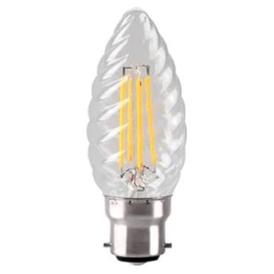 Image of Kosnic KFLM04TWT/B22 CLR N27 4w LED Twisted Candle, Non dimmable, 2700K, B22, 380lm =34w, Clear