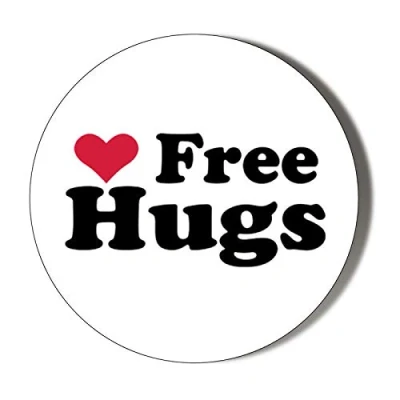Image of Gift Insanity I LOVE FREE HUGS 77mm novelty badge
