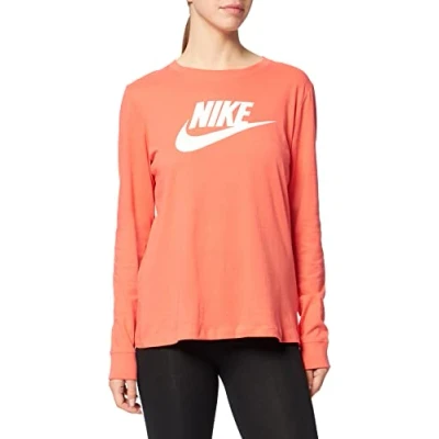 Image of Nike BV6171 W NSW TEE ESSNTL LS ICON FTR Sweatshirt women&#039;s magic ember/white M