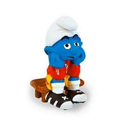 Image of Schleich The Smurfs Figure Football Smurf on Bench (20526)