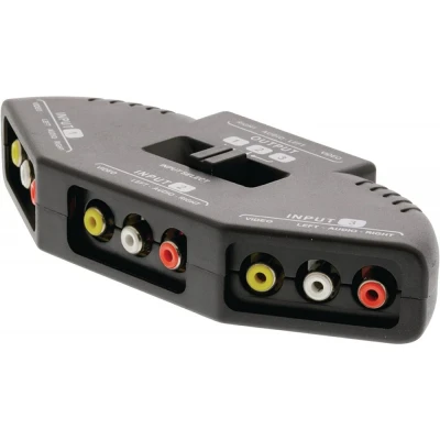 Image of 3 Port AV Switch RCA Composite 3x (RWY) Input to Output Black