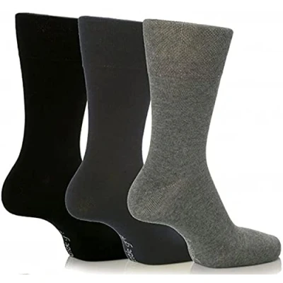 Image of 6 Pairs Mens Sockshop Diabetic Gentle Grip Socks 11 UK 39 45 EUR see variations (Black/Navy/Grey)