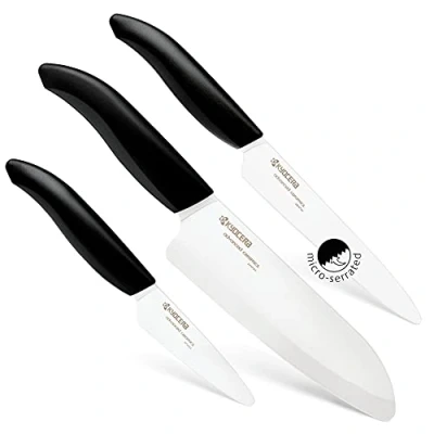 Image of KYOCERA SET3PCKNIFE Chef 3 Piece Ceramic Knife Set, Black