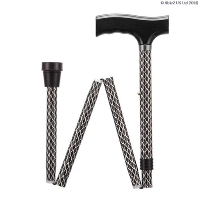 Image of Able2 PR30135 Folding Walking Stick Etched Black 76 89 cm