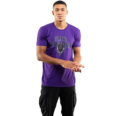 Image of Marvel Men&#039;s Black Panther Logo Shield T Shirt, Purple, XX Large