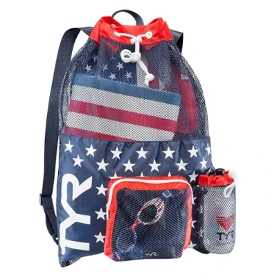 Image of TYR Unisex&#039;s Big Mummy Backpack Mesh Bag, USA Print, One Size