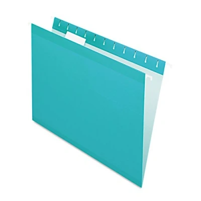 Image of Pendaflex Reinforced Hanging File Folders, Letter Size, Aqua, 1/5 Cut, 25/BX (4152 AQU)