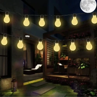 Image of HULX Solar Outdoor Bulb String Lights, 4.8m 20LED Festoon Light Globe Fairy Lights Waterproof for Garden Indoor (Warm)